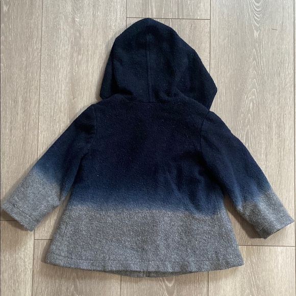 Splendid Ombre Pea Coat Girls Sz 18 24 2T Toddler Wool Linen Jacket Hooded Gray - Picture 4 of 5